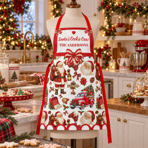 Santa Cookie Crew Custom Family Name Christmas Apron