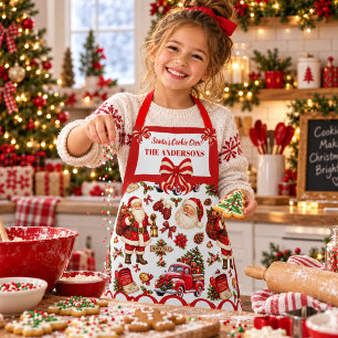Santa Cookie Crew Custom Family Name Christmas Apron