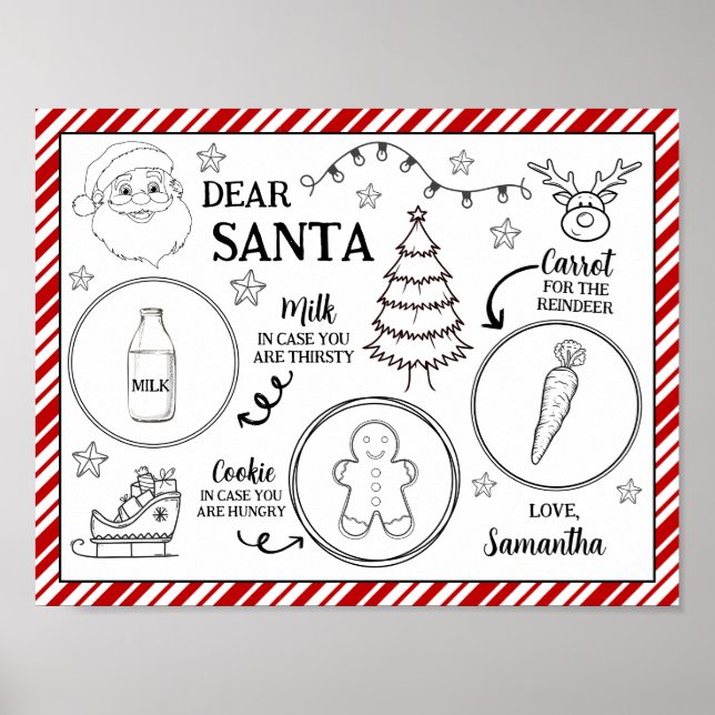 Santa Cookie & Milk Serving Placemat Tray Placemat Poster (Front)