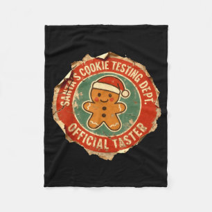 Santa Cookie Testing Department Taster Christmas Fleece Blanket