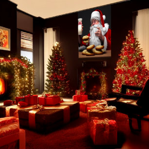Santa, cookies and milk AI Art Poster
