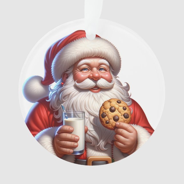 Santa Cookies and Milk Christmas Acrylic Ornament (Front)