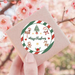 Santa Cookies Christmas Birthday Party  Classic Round Sticker<br><div class="desc">Santa Cookies Christmas Birthday Party Classic Round Sticker</div>