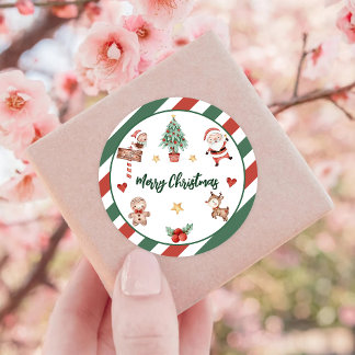 Santa Cookies Christmas Birthday Party  Classic Round Sticker
