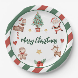 Santa Cookies Christmas Birthday Party Paper Plate