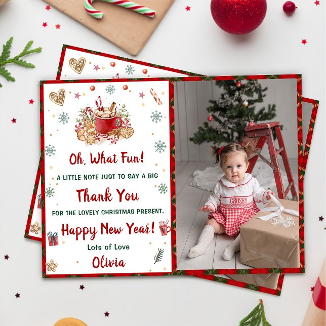 Santa Cookies Christmas Party Thank You Photo Invitation (Creator Uploaded)