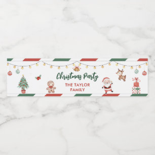 Santa Cookies Christmas Party  Water Bottle Label