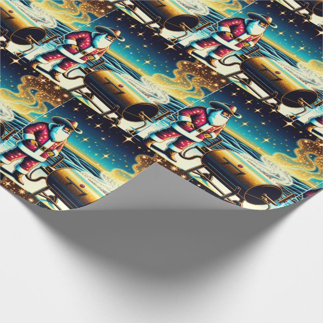 Santa Cooking On The BBQ Pit 2 Christmas Wrapping Paper (Corner)