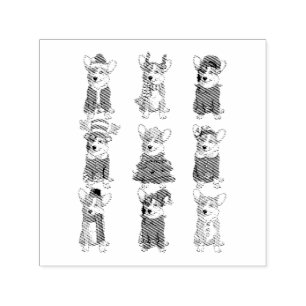 Santa Corgi Christmas Tree Lights Elf Reindeer Dog Self-inking Stamp