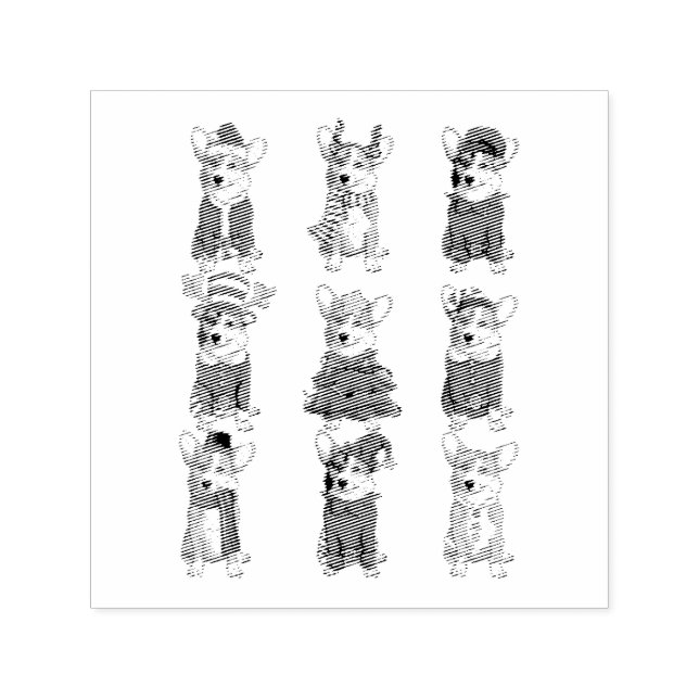 Santa Corgi Christmas Tree Lights Elf Reindeer Dog Self-inking Stamp (Design)