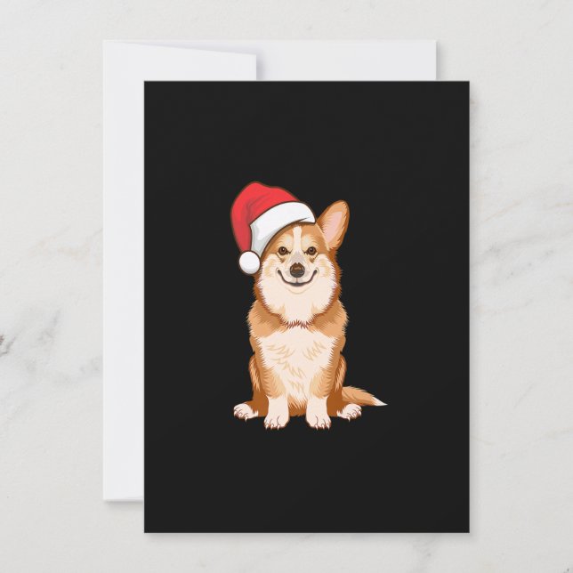 Santa Corgi, Gifts For Dog Lovers, Corgi Christmas Invitation (Front)