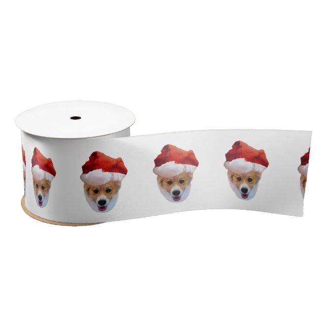 Santa Corgi Satin Ribbon (Spool)