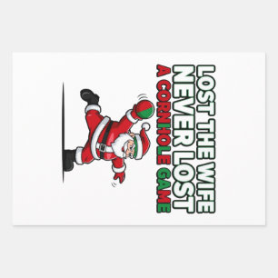 Santa Cornhole Game Holiday Funny Christmas Quote Wrapping Paper Sheet