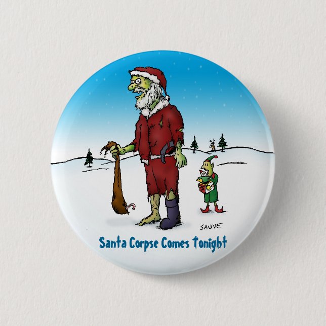 Santa Corpse Funny Zombie Cartoon 6 Cm Round Badge (Front)