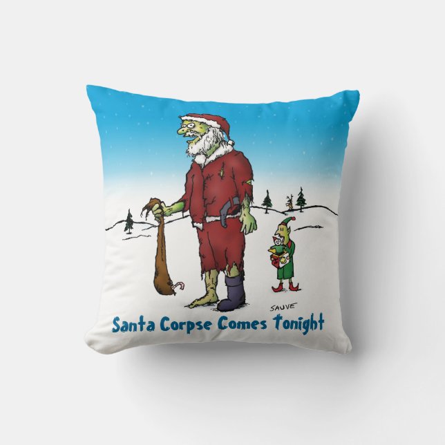 Santa Corpse Funny Zombie Cartoon Cushion (Front)