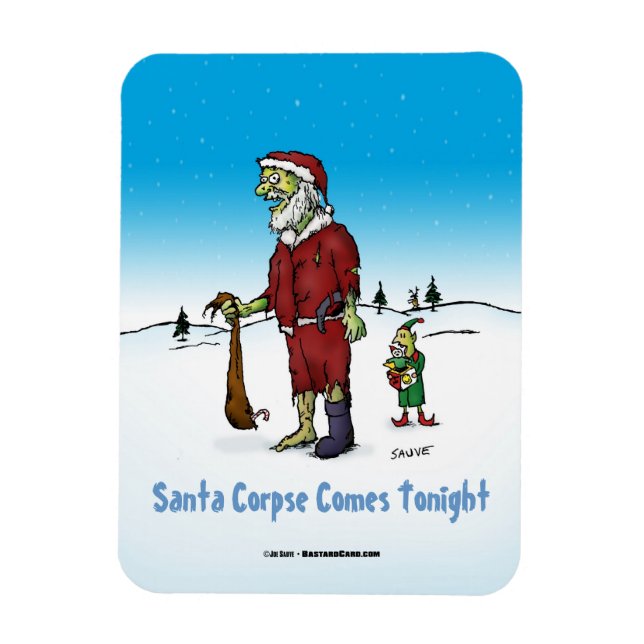 Santa Corpse Funny Zombie Cartoon Magnet (Vertical)