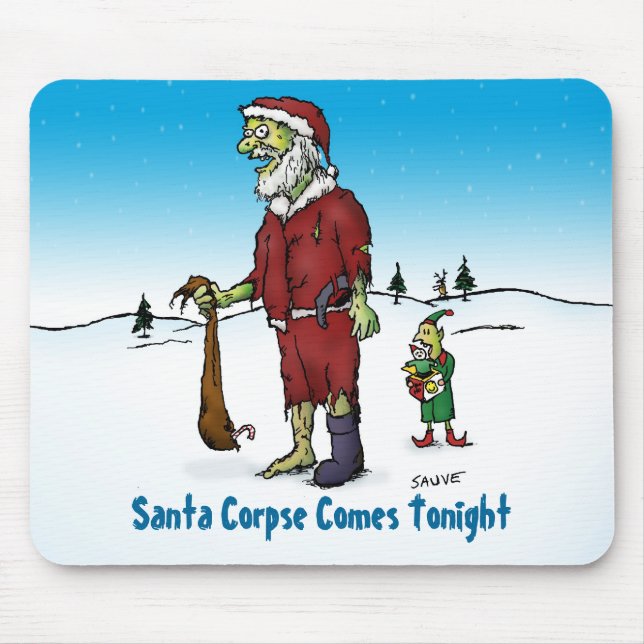 Santa Corpse Funny Zombie Cartoon Mouse Mat (Front)