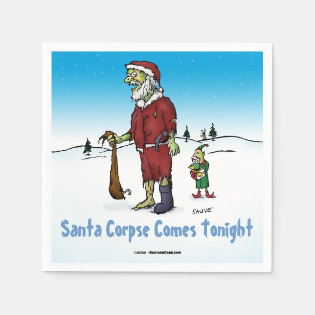Santa Corpse Funny Zombie Cartoon Napkin (Front)