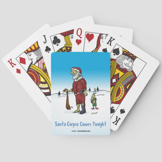 Santa Corpse Funny Zombie Cartoon Playing Cards (Back)