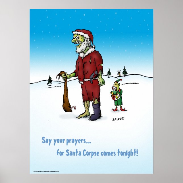 Santa Corpse Zombie Cartoon Poster (Front)