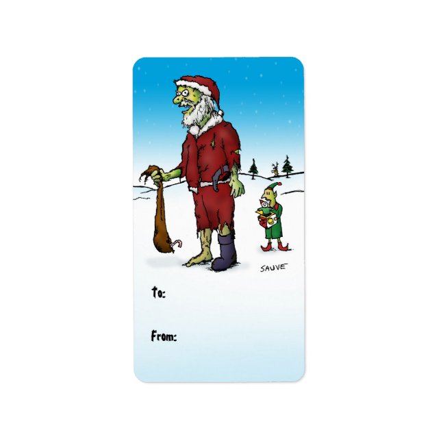 Santa Corpse Zombie Gift Labels (Front)