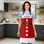 Santa Costume Elf Custom Name Christmas Apron<br><div class="desc">Santa Costume Elf Custom Name Christmas Apron
Fun and festive personalised Santa costume apron.</div>