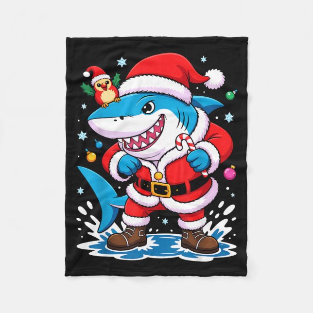 Santa Costume For Kids Boys Adults Funny Shark Chr Fleece Blanket (Front)