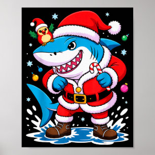 Santa Costume For Kids Boys Adults Funny Shark Chr Poster