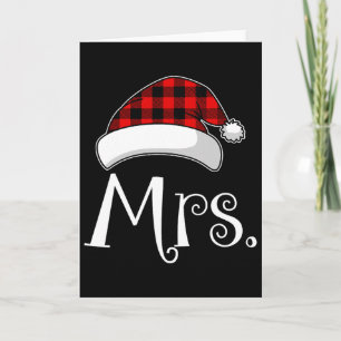Santa Couples Matching Family Red Plaid Christmas Card