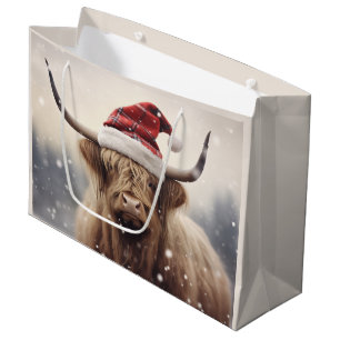 Santa Cow Christmas Holiday Large Gift Bag