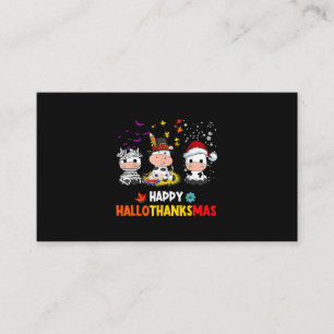 Santa Cow Happy Hallothanksmas Halloween Thanksgiv Business Card