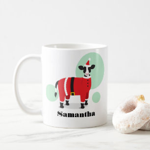 Santa Cow Name Christmas Coffee Mug