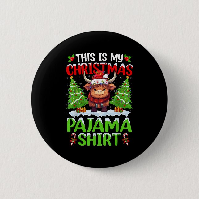 Santa Cow Xmas Tree Lights This Is My Christmas Pa 6 Cm Round Badge (Front)