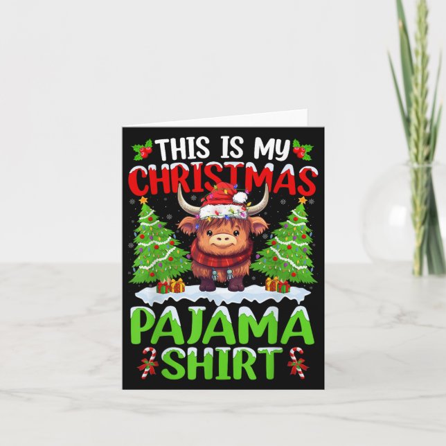 Santa Cow Xmas Tree Lights This Is My Christmas Pa Card (Front)