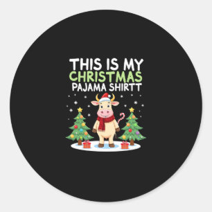 Santa Cow Xmas Tree Lights This Is My Christmas Pa Classic Round Sticker
