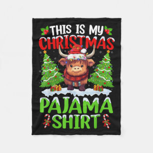 Santa Cow Xmas Tree Lights This Is My Christmas Pa Fleece Blanket