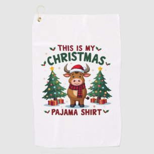 Santa Cow Xmas Tree Lights This Is My Christmas Pa Golf Towel