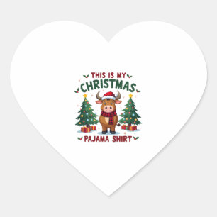 Santa Cow Xmas Tree Lights This Is My Christmas Pa Heart Sticker