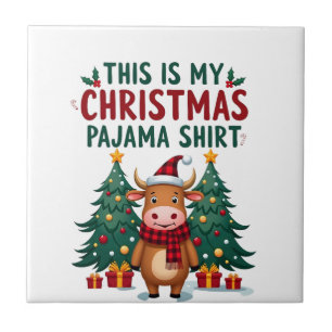 Santa Cow Xmas Tree Lights This Is My Christmas Pa Tile