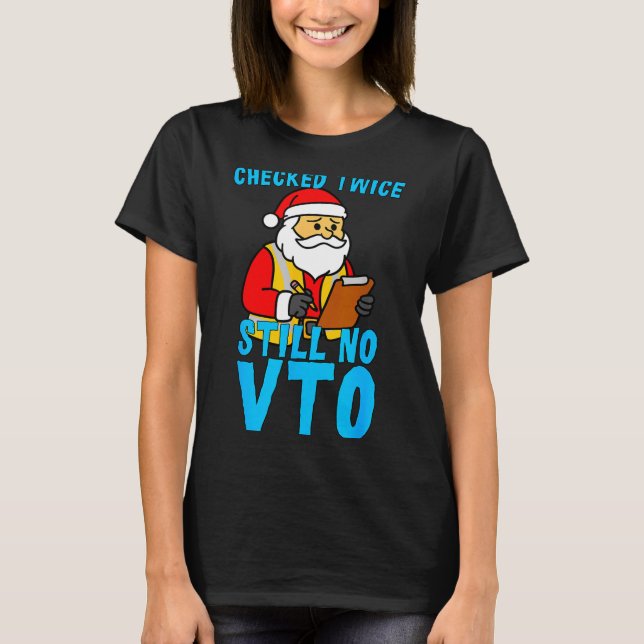Santa Coworker Christmas Swagazon Checked Twice St T-Shirt (Front)