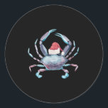 Santa Crab Clause Coastal Beach Christmas July Cla Classic Round Sticker<br><div class="desc">Santa Crab Clause Coastal Beach Christmas July Claws Men Women</div>