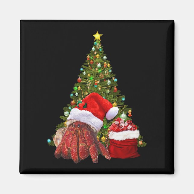 Santa Crab Funny Christmas Hermit Crab Lover Magnet (Front)