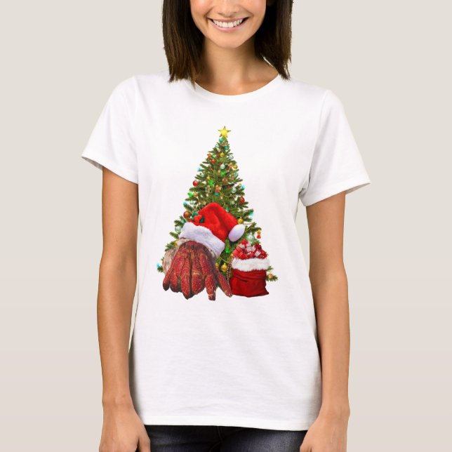 Santa Crab Funny Christmas Hermit Crab Lover T-Shirt (Front)