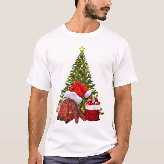 Santa Crab Funny Christmas Hermit Crab Lover T-Shirt (Front)