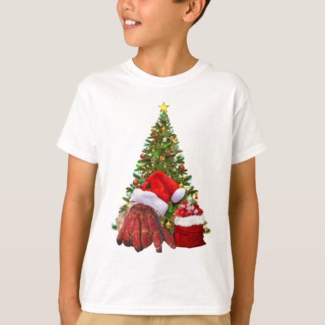 Santa Crab Funny Christmas Hermit Crab Lover T-Shirt (Front)