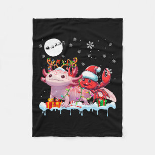 Santa Crab Riding Axolotl Reindeer Christmas Sea A Fleece Blanket