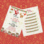 Santa Crew Reindeer Snowman Christmas 1st Birthday Announcement<br><div class="desc">A cute HOLLY JOLLY Christmas Birthday Party Invitation Announcement for your Birthday girl turning 1/Any age. The illustration has a bunting and Gifts border with Santa making an announcement with his folks - Reindeer,  Bird,  Snowman. The TEXT is customisable.</div>