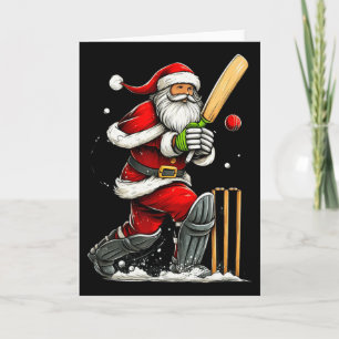 Santa Cricket Player Funny Christmas Cricket Pajam Card