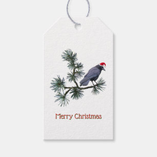 Santa Crow Pine Gift Tags