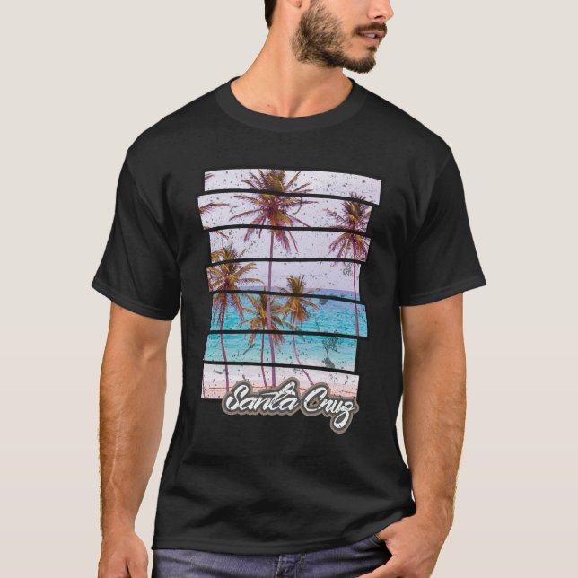 Santa Cruz Beach California Sunset Retro Island T-Shirt (Front)